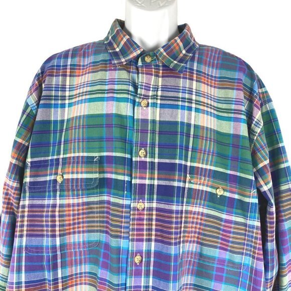 Polo Ralph Lauren Shirt Mens 3XB Cotton Plaid Pockets Long Sleeve‎ TP-2641 - Picture 3 of 11